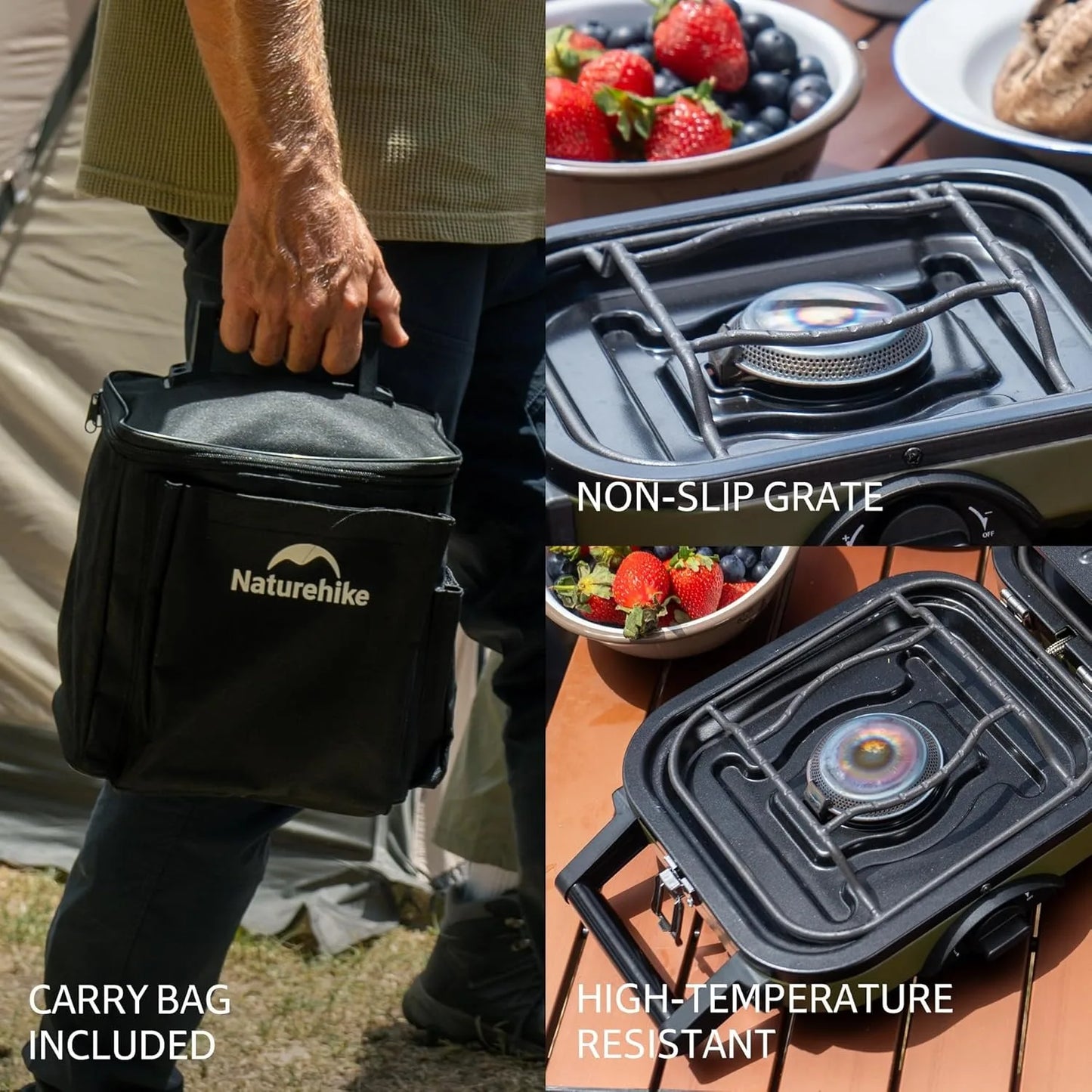 Naturehike 2 Burner Folding Camping Stove Propane Stove Carry Bag