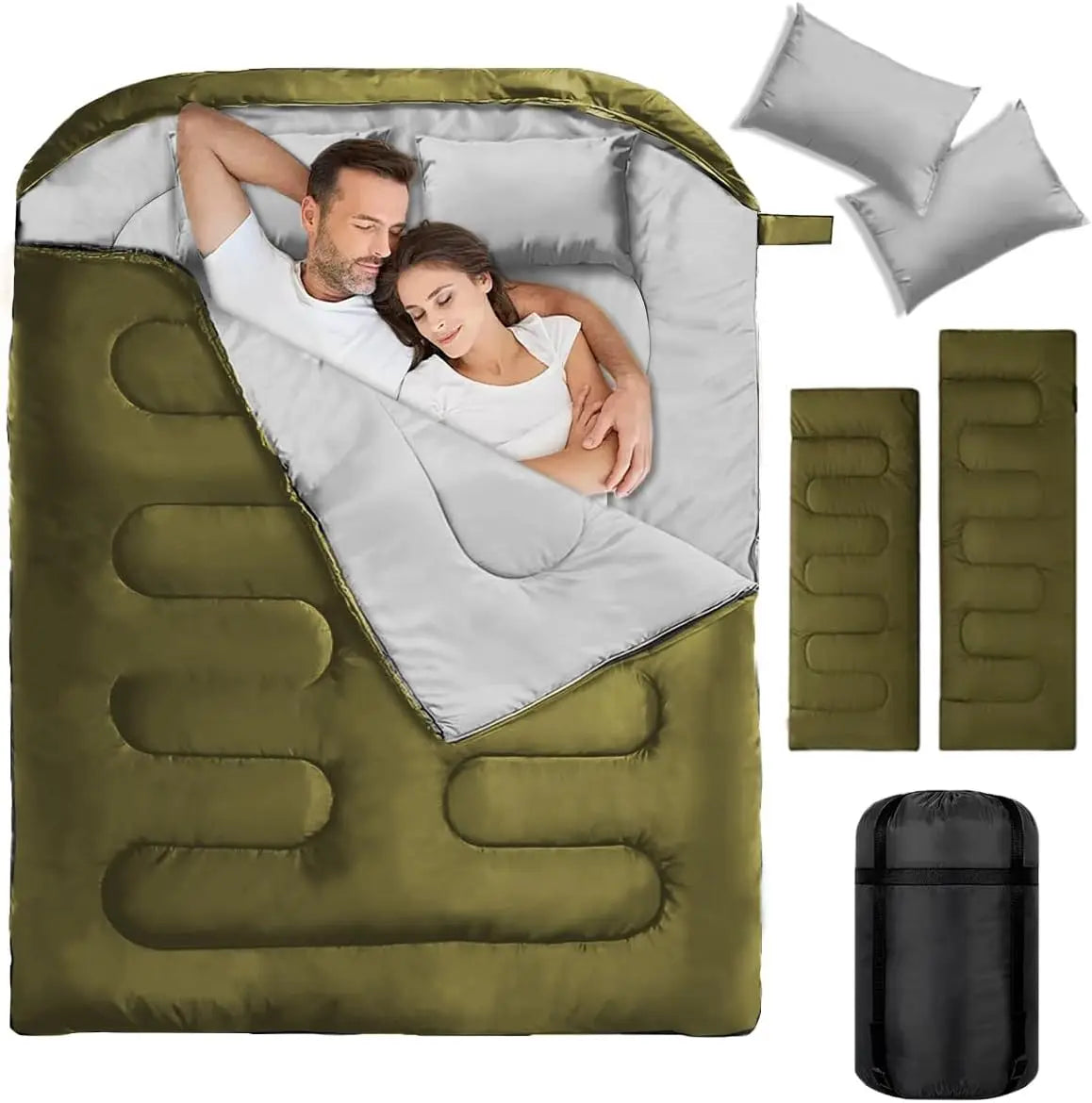 Double Camping Sleeping Bag Ultralight Waterproof 4 Season Backpacking