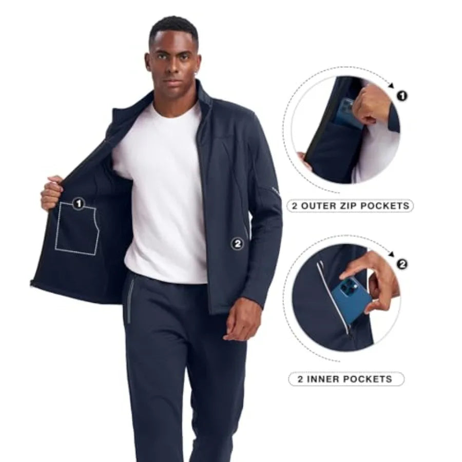 Rdruko Mens Fleece Tracksuit 2 Piece Winter Warm Athletic Jogging Set Perfect For Daily Training And Outdoor Wear