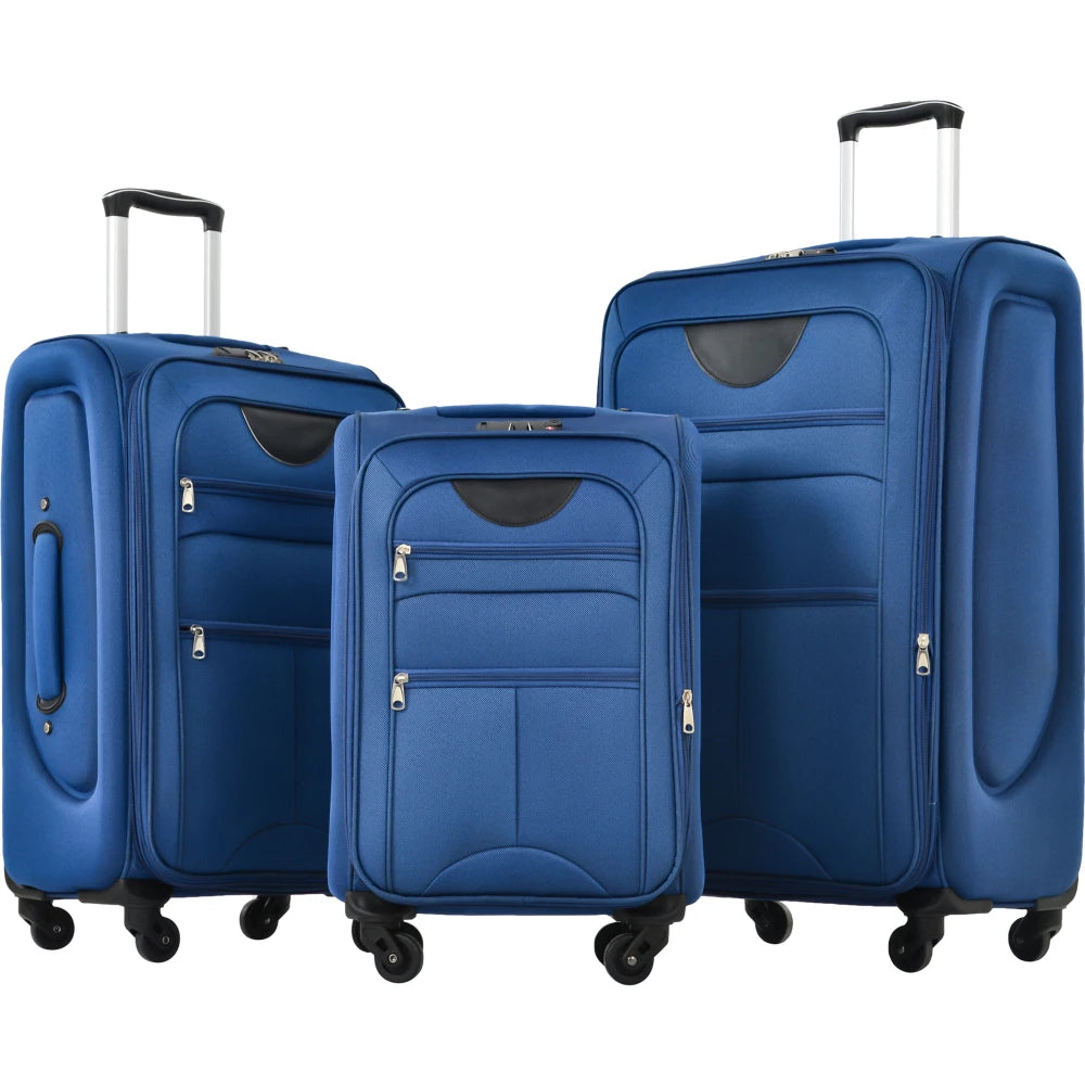 Softside Luggage Expandable Three-Piece Set With TSA Lock