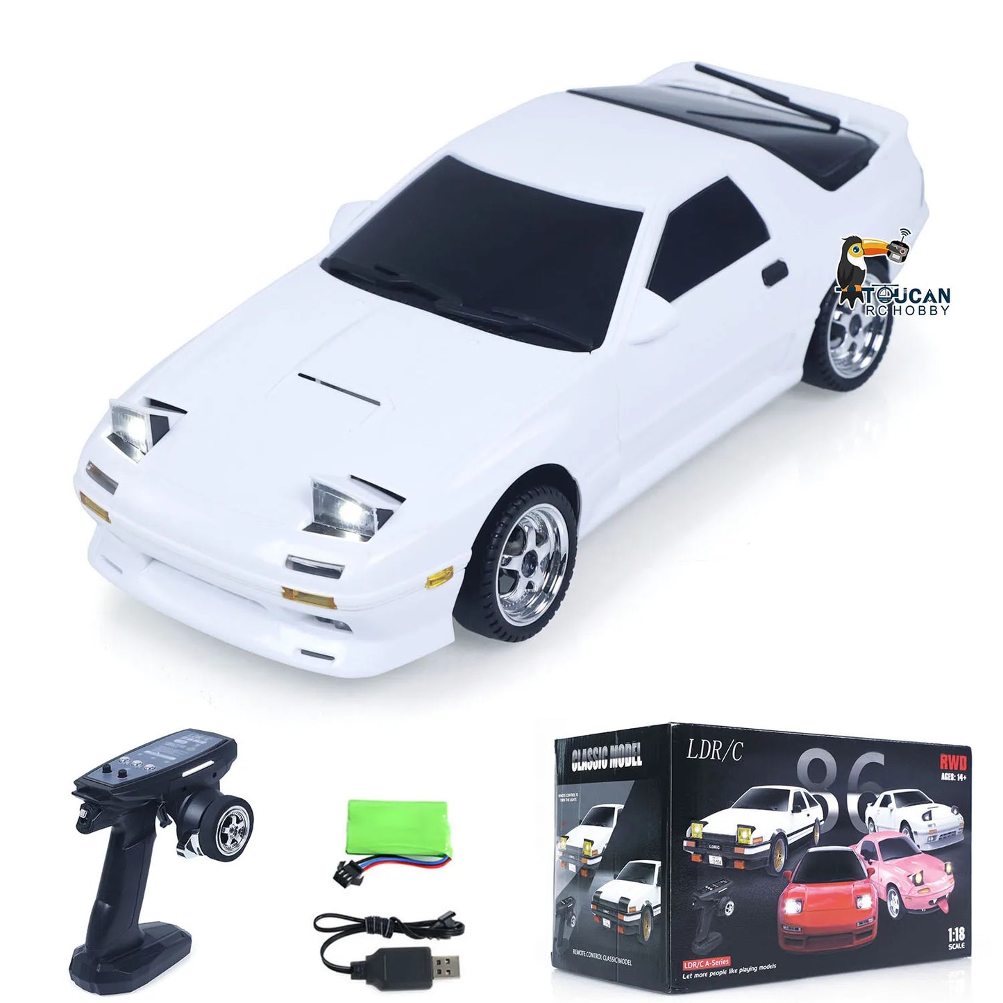 RC Drift Car One Eighteen Scale RX7 Gyro Stabilized Wireless Remote Control for Boys High Performance Racing Gift