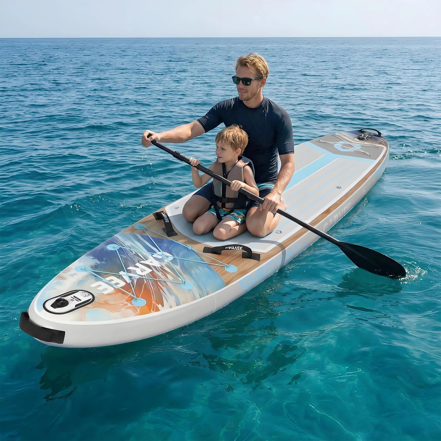 Inflatable Stand Up Paddle Board Wide Stable Design For Adults And Youth 450 Lb Capacity Non Slip EVA Deck