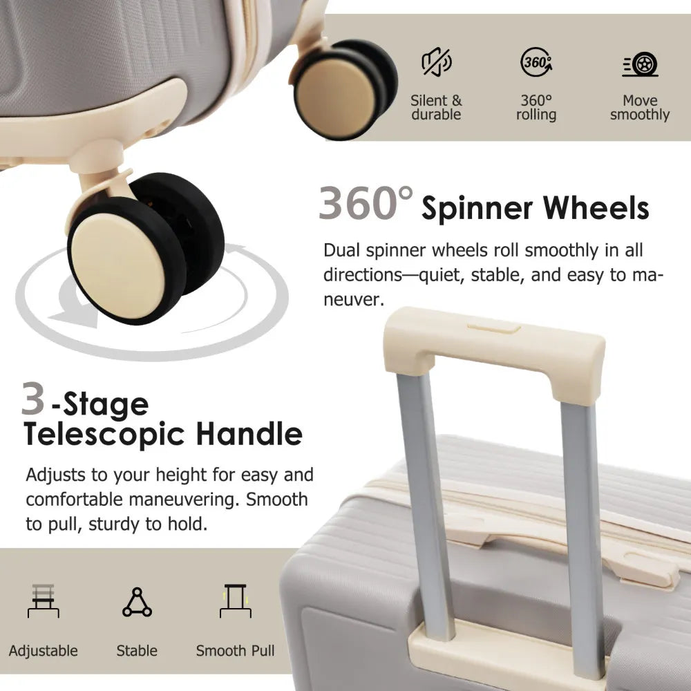Lightweight ABS Luggage Set 3 Piece Spinner Wheels TSA Lock