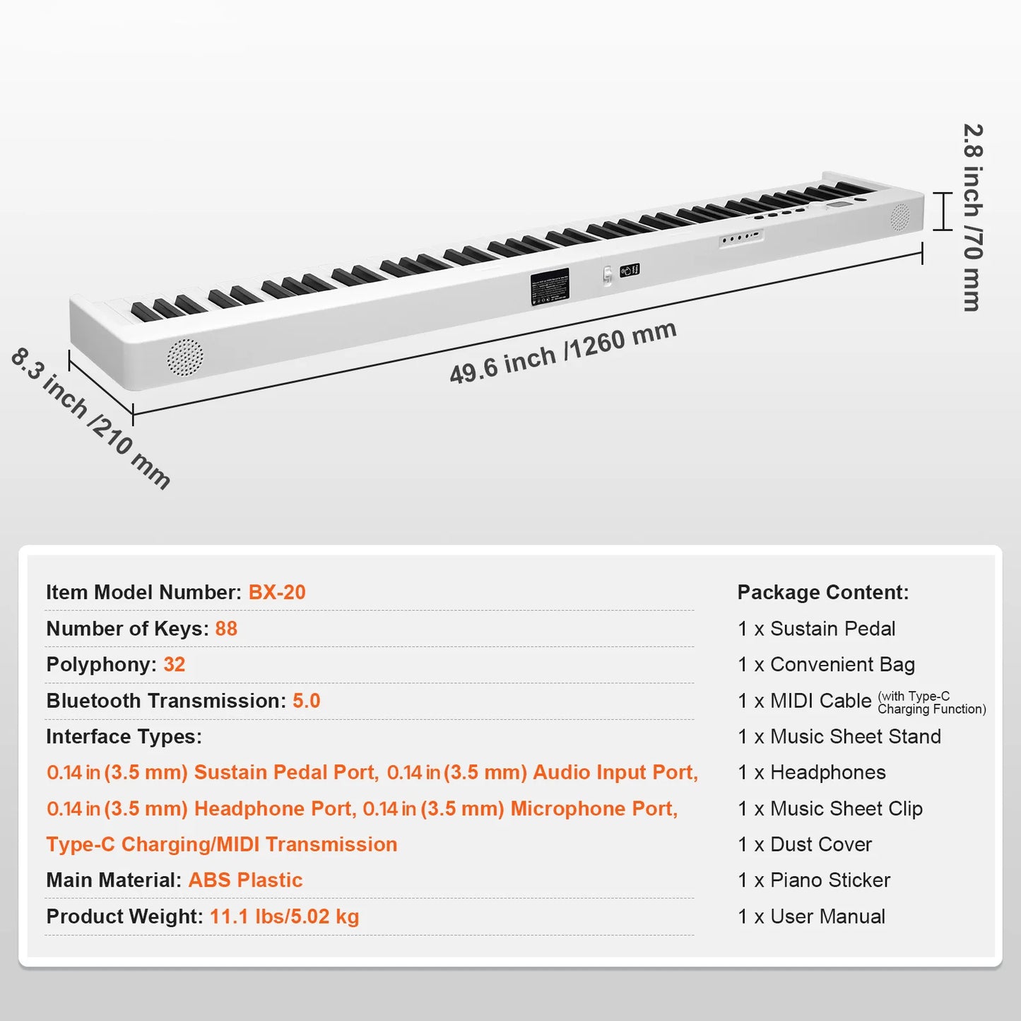 SucceBuy Folding Bluetooth MIDI Keyboard Piano for Beginners