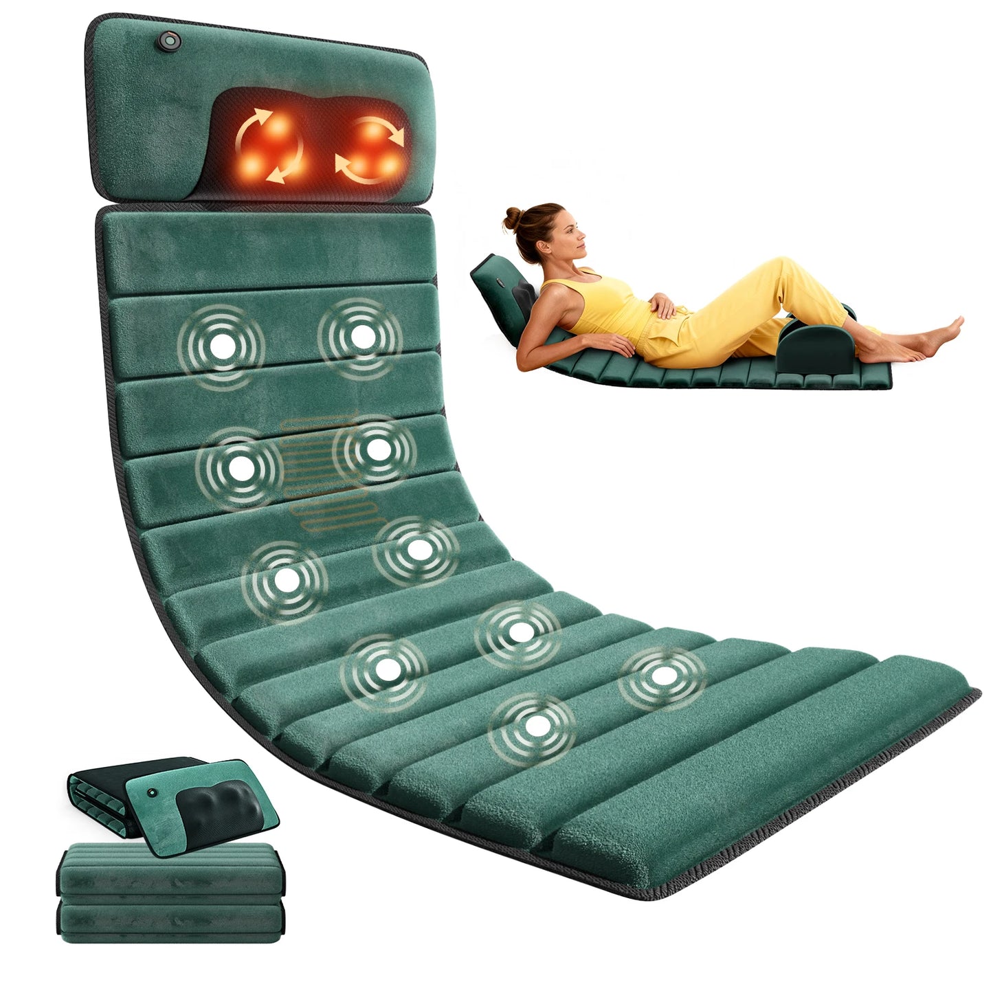 HIMOUTA Body Massage Mat With Heat And 10 Vibrating Motors