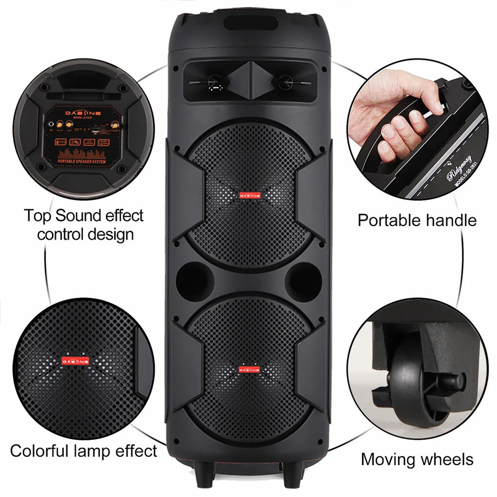 CURUK 6000W Portable Bluetooth Speaker Subwoofer RGB Light