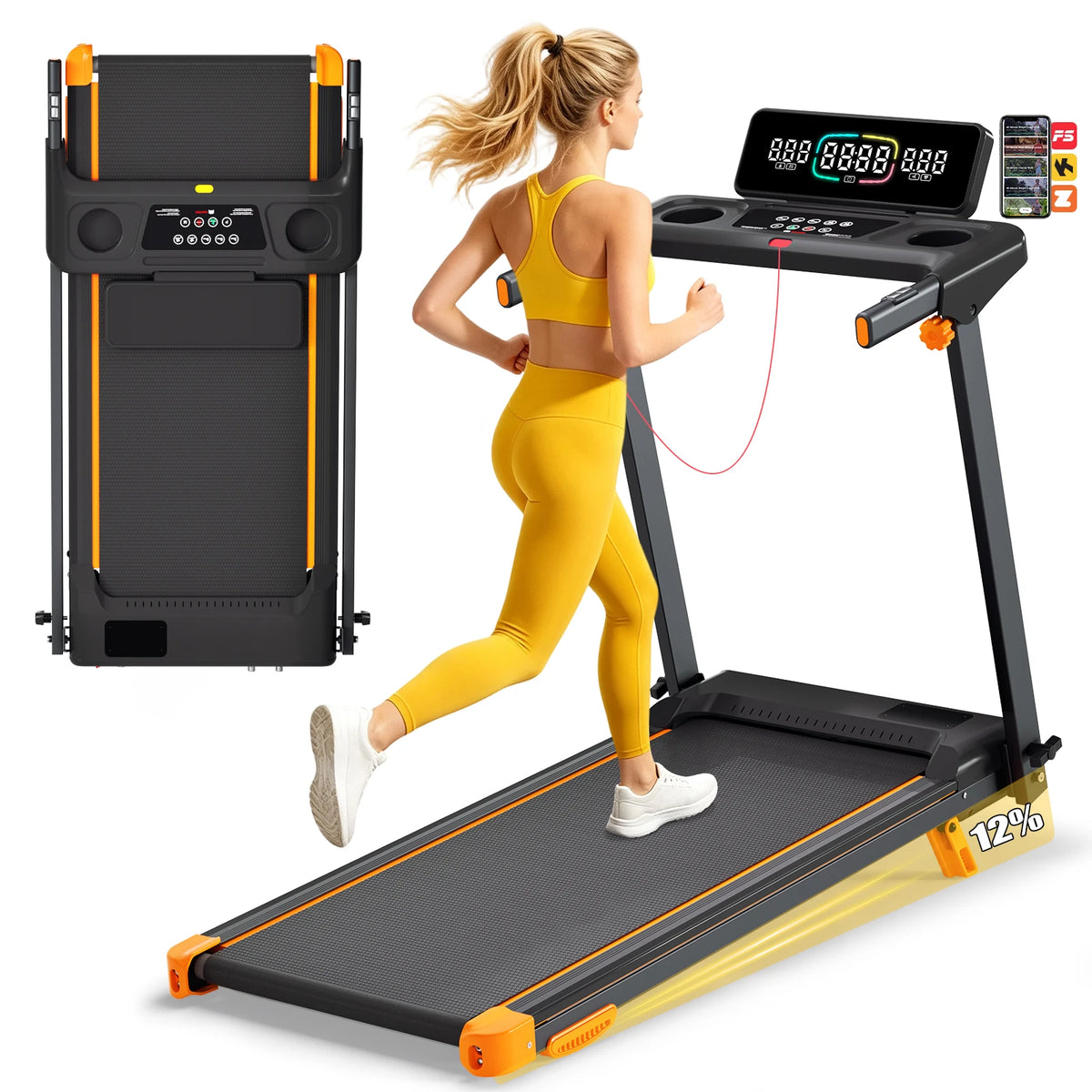 Quiet Foldable Walking Pad Treadmill With Incline And HIIT Modes