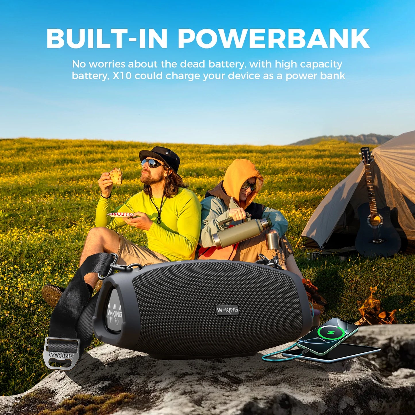 W King Outdoor Bluetooth Speaker 70W Waterproof With Wireless Microphone