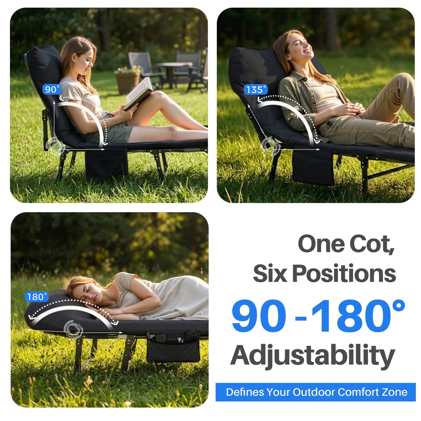 JHK Folding Camping Cot With Mattress 450 Lbs Capacity Lightweight