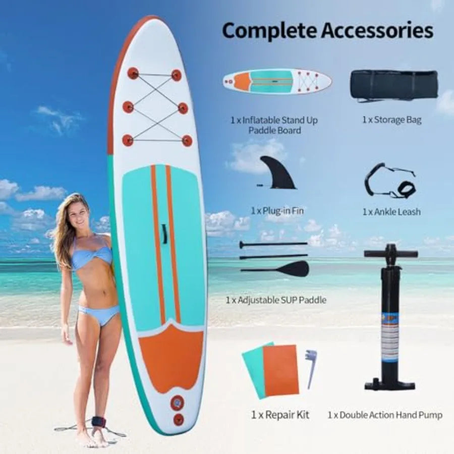 Inflatable Paddle Boards Ultra Stable Wide Design Blue PVC Material With Premium Accessories For Outdoor Water Sports