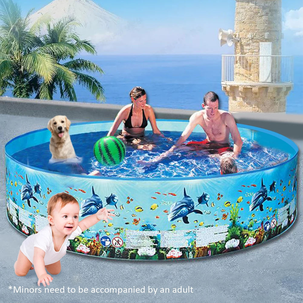 Shunmaii Inflatable Foldable Pool For Family Fun Easy Setup Durable Portable Outdoor Water Play