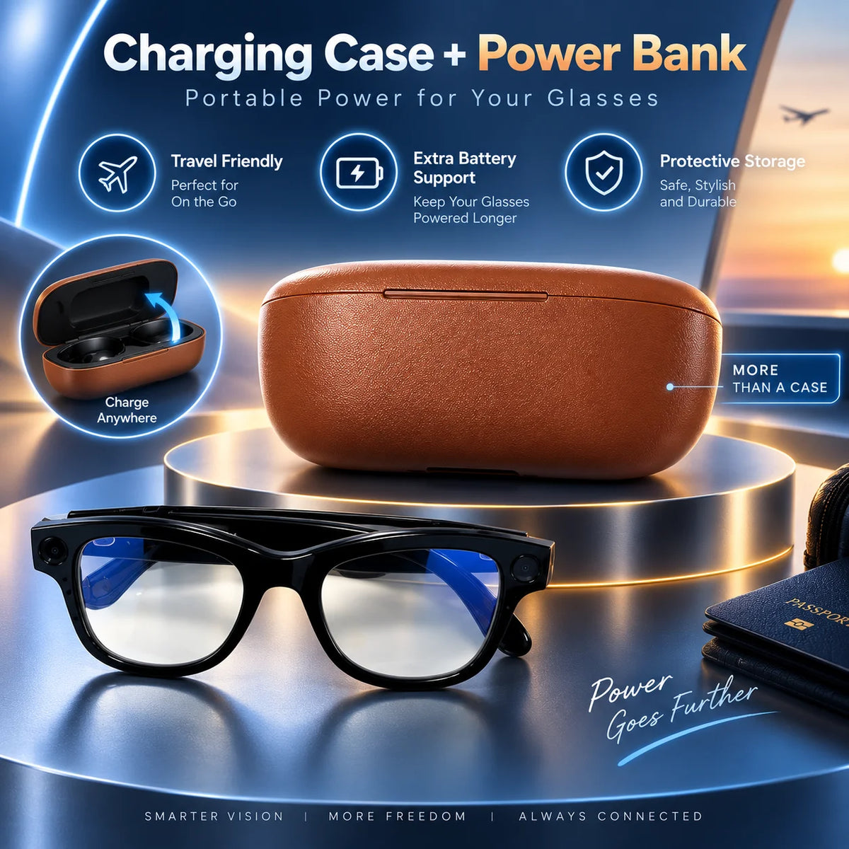 AI Smart Glasses With HD Camera Translation And Charging Case