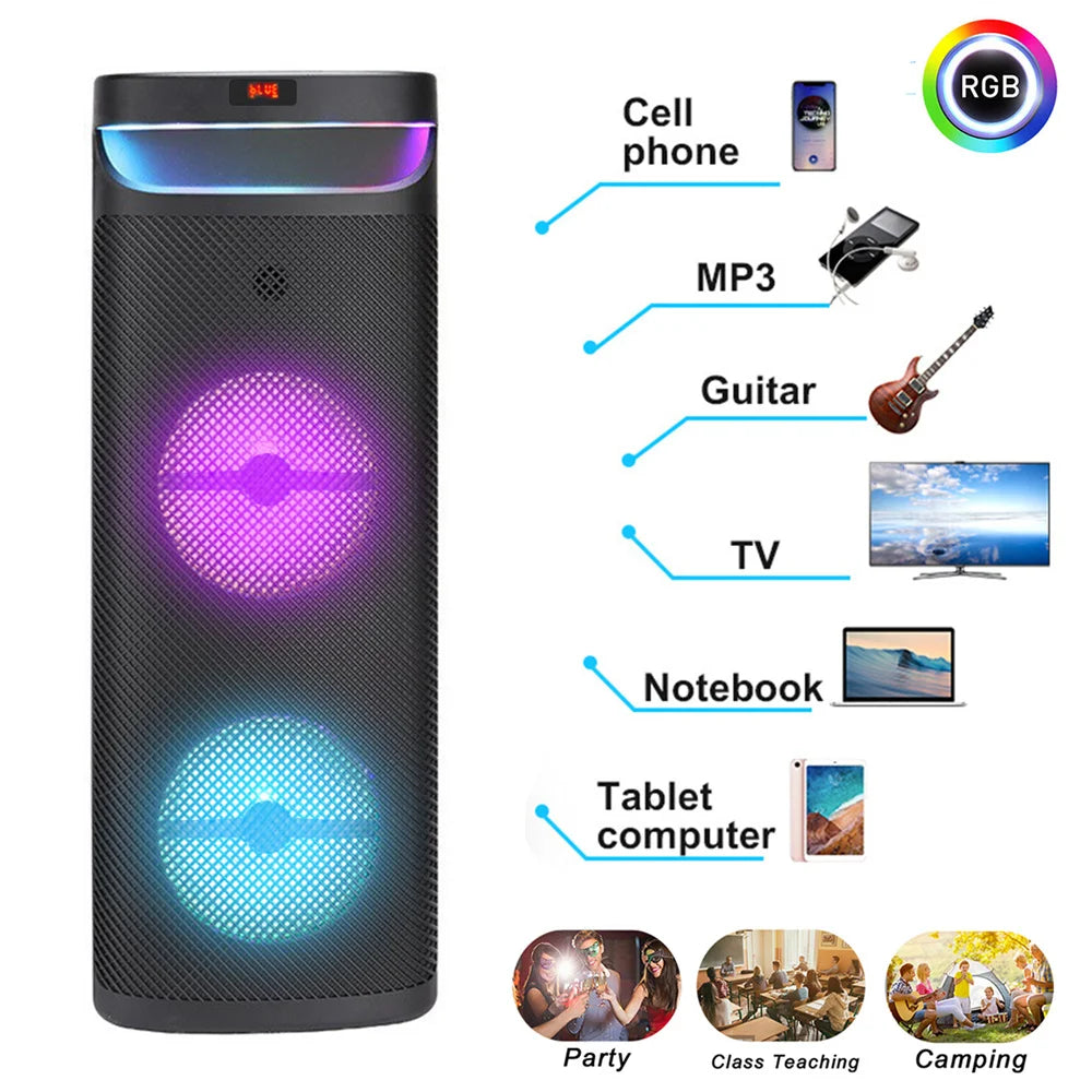CURUK 3000W Portable Bluetooth Party Speaker Subwoofer Heavy Bass