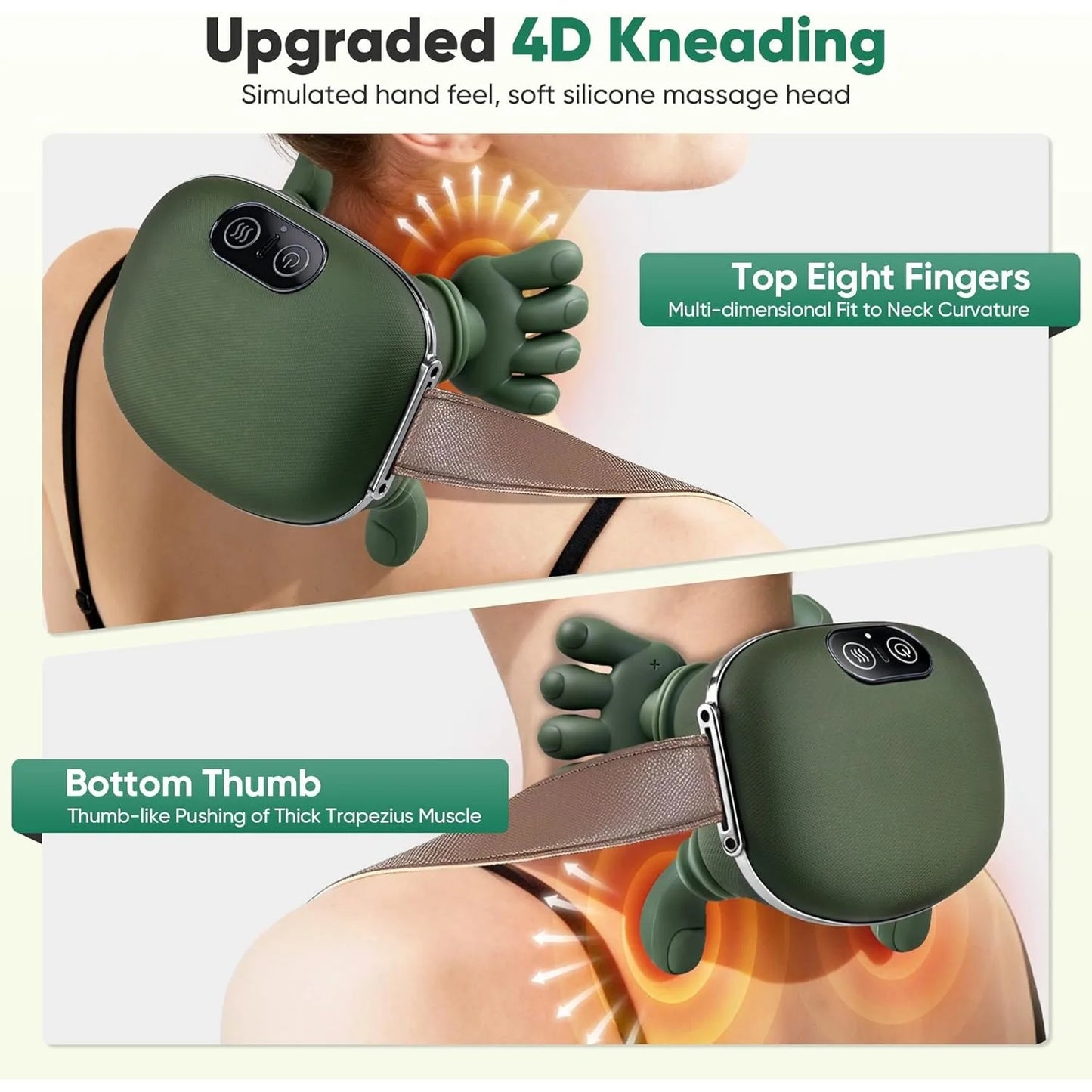 Shoulder And Neck Massager With Bionic Heated 4D Kneading Simulates Real Palm Massage For Home Use