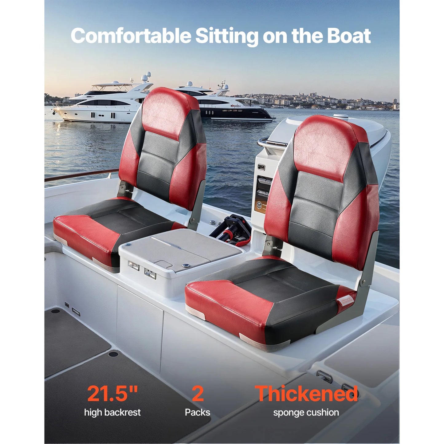 SucceBuy Folding Boat Seat With High Backrest And Aluminum Hinges For Boats Yachts Ships