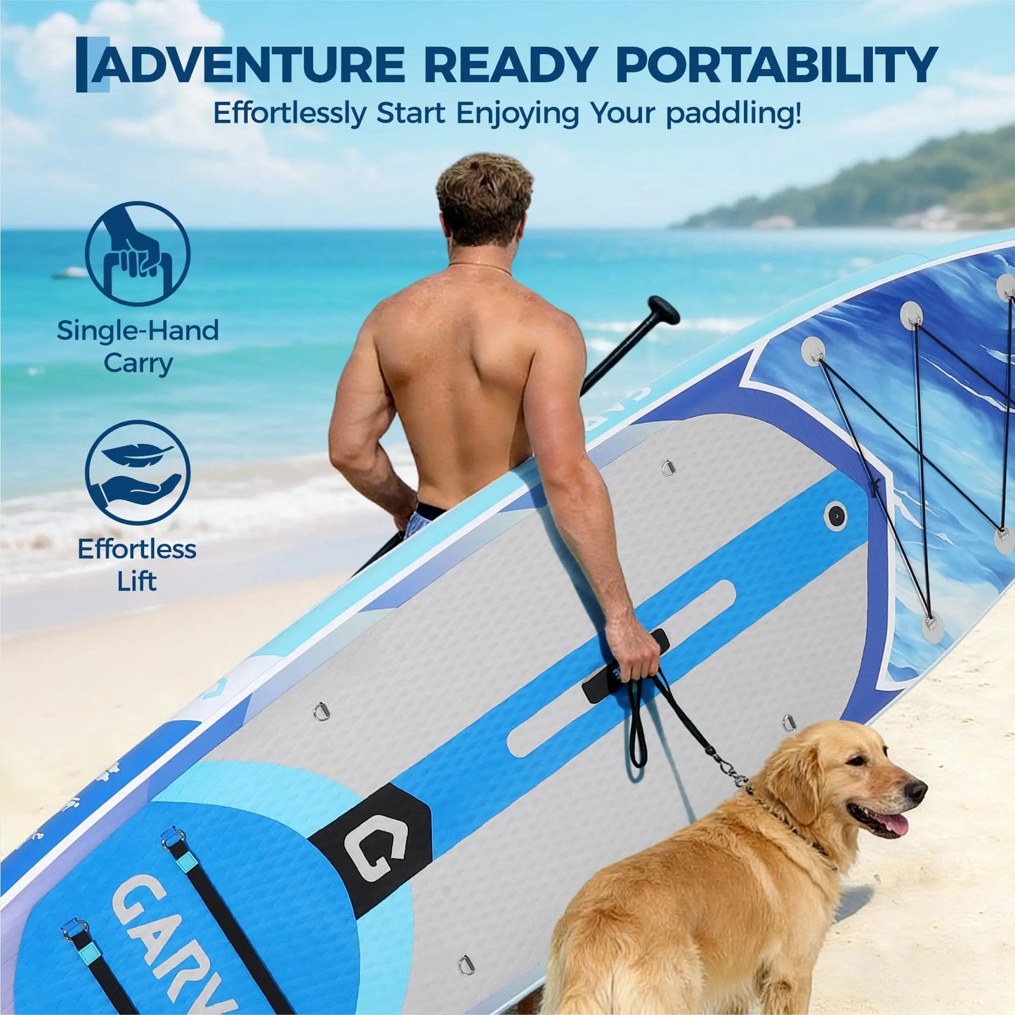 Inflatable Stand Up Paddle Board Wide Stable Design For Adults And Youth 450 Lb Capacity Non Slip EVA Deck