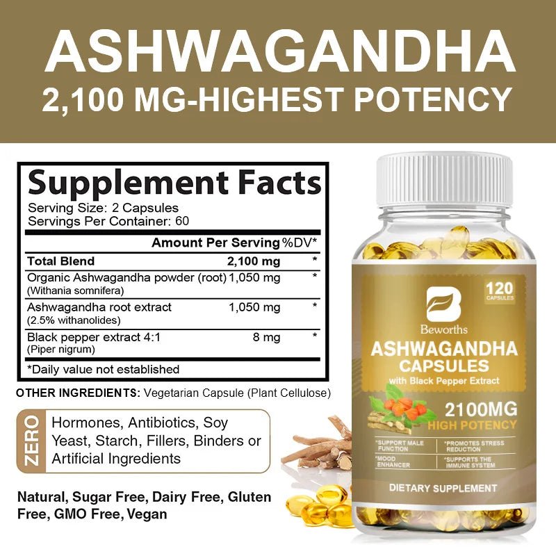 Beworths Ashwagandha Root Extract Capsule For Sleep And Mood Support