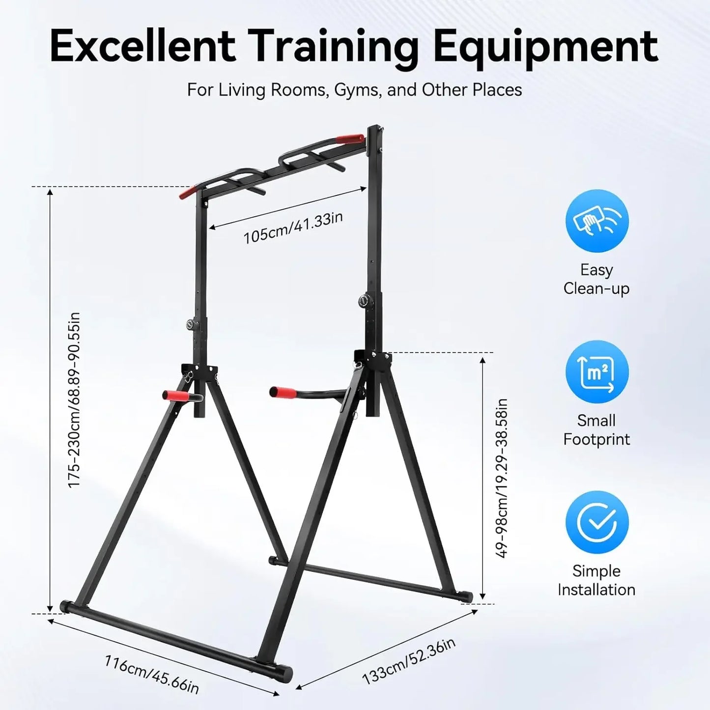 Height Adjustable Free Standing Power Tower With Dip Bar Station