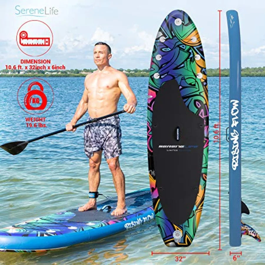Inflatable Stand Up Paddle Board Durable PVC Wide Stable Design For Water Sports With Non Slip EVA Deck Pad 350 L