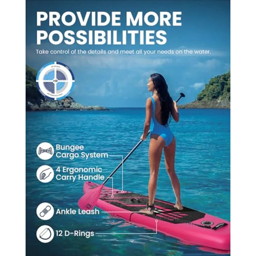 Inflatable Stand Up Paddle Board For Outdoor Water Sports Drop Stitch PVC Ultra Lightweight 17.3 Lb Blue Gray