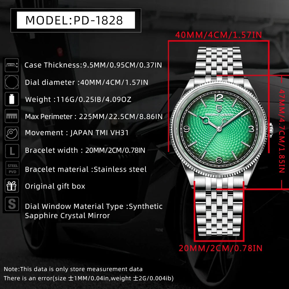 PAGANI DESIGN Retro Ripple Quartz Watch With Sapphire Crystal Bracelet