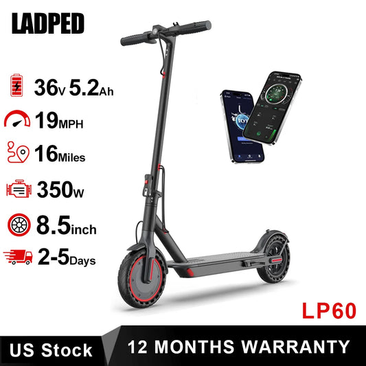 Ladped Electric Scooter LP60 350W Folding 19 MPH Max Speed 16 Miles Range For Adults