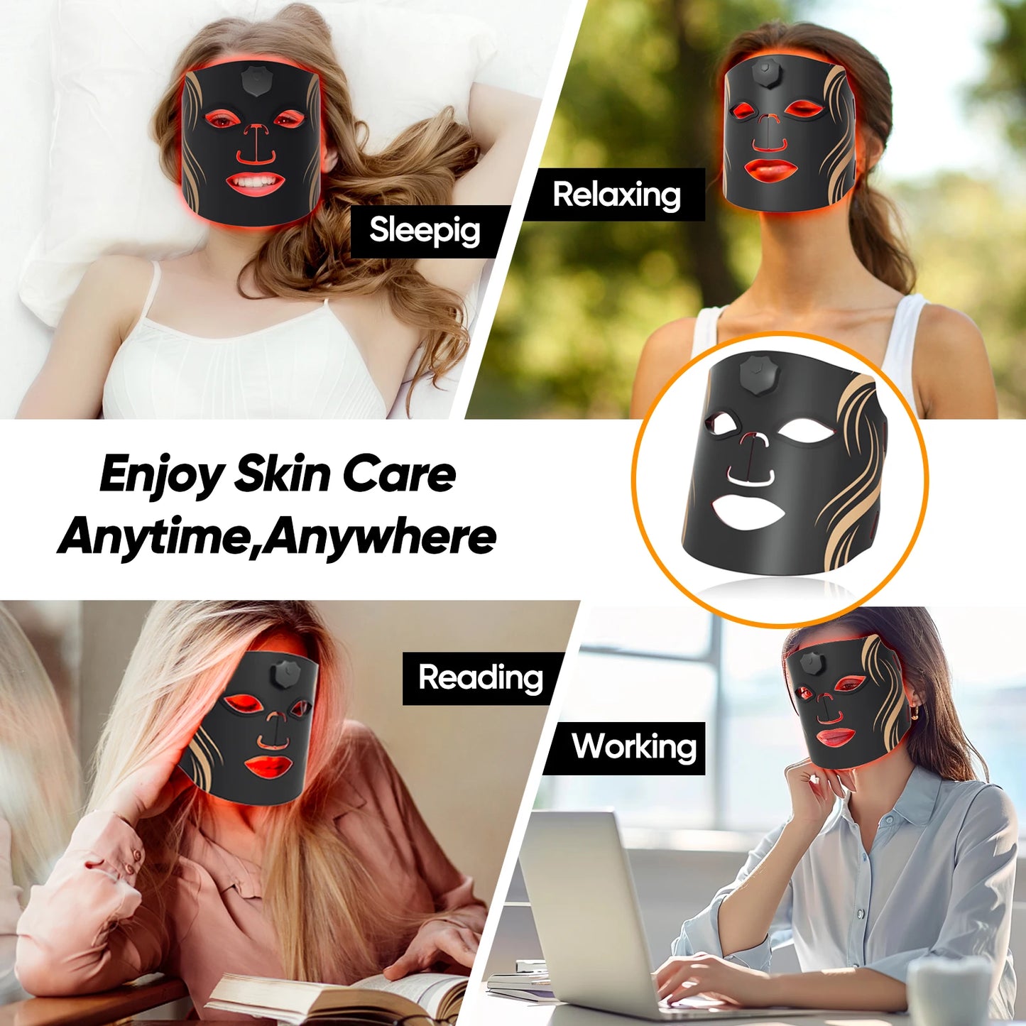 USB Rechargeable LED Face Mask With Adjustable Headband For Skin Rejuvenation
