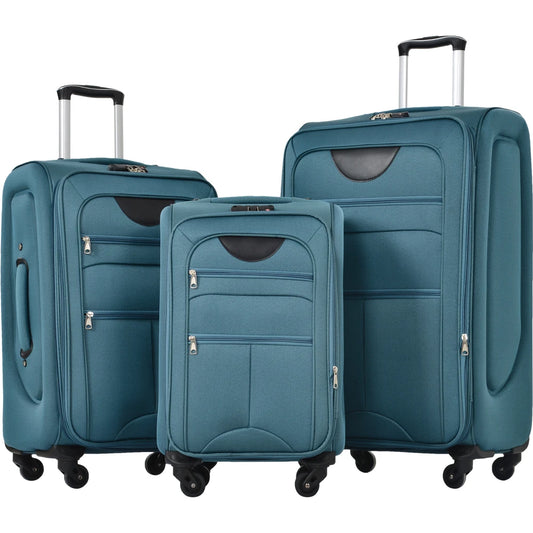 Softside Luggage Expandable Three-Piece Set With TSA Lock