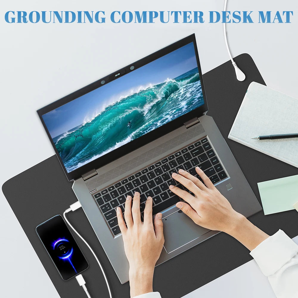 Astarexin Grounding Mat Kit, Office Desk & Bed Grounding Pad for Laptop Computer Use, Anti-Static Earth Connection Mat for Daily Wellness & Relaxation