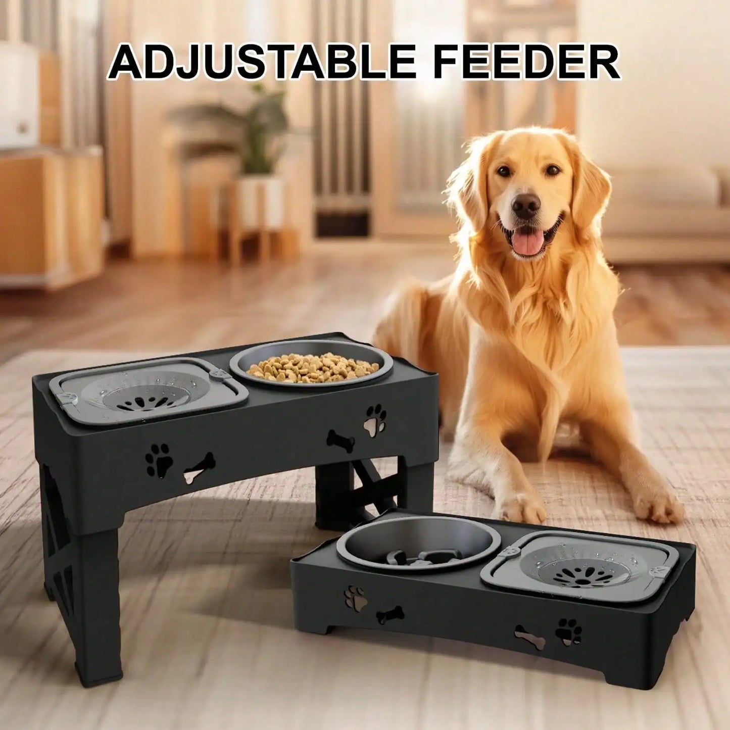 Raised Dog Bowl Stand Anti Slip Feet Double Feeder For Small Medium Large Dogs Cats Pet Bowls
