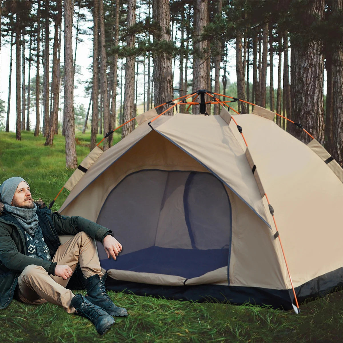 Pakicetus Automatic Quick Opening Double Door Outdoor Camping Tent