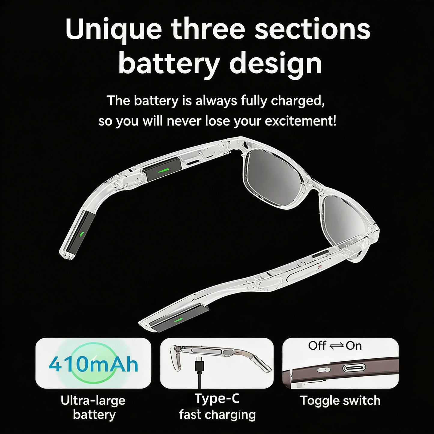 W&O Camera 4K Smart Glasses With AI Translation And Recognition