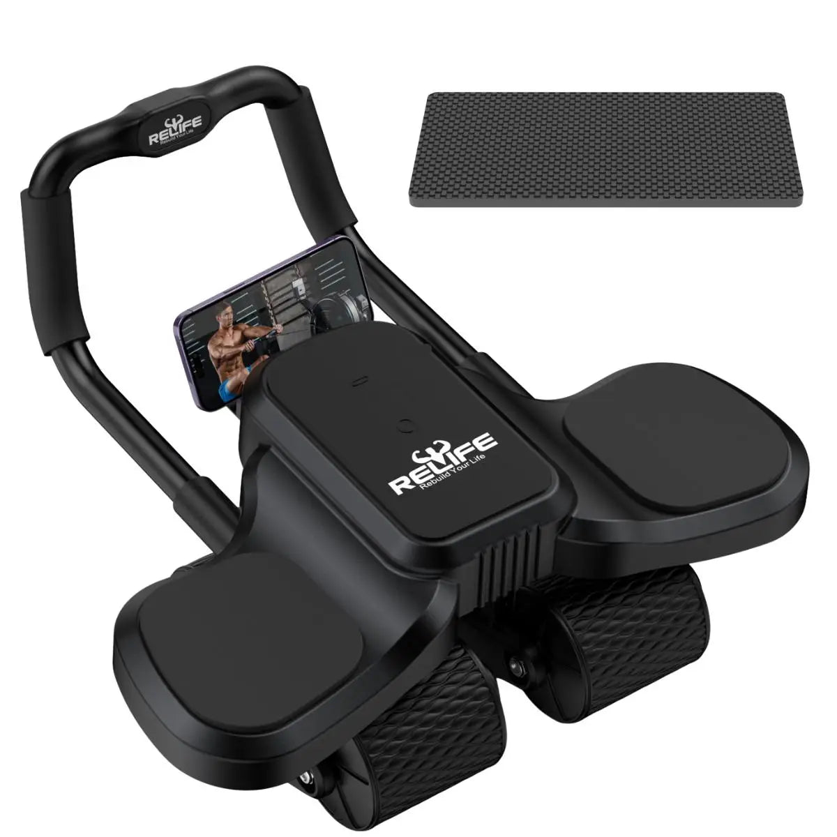 Four Wheel Automatic Rebound Ab Roller With Core Training Knee Pad