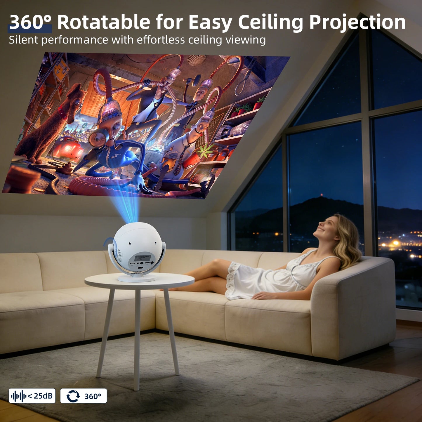 XBJ Portable Projector 1280x720 HD With WiFi Bluetooth HDMI USB