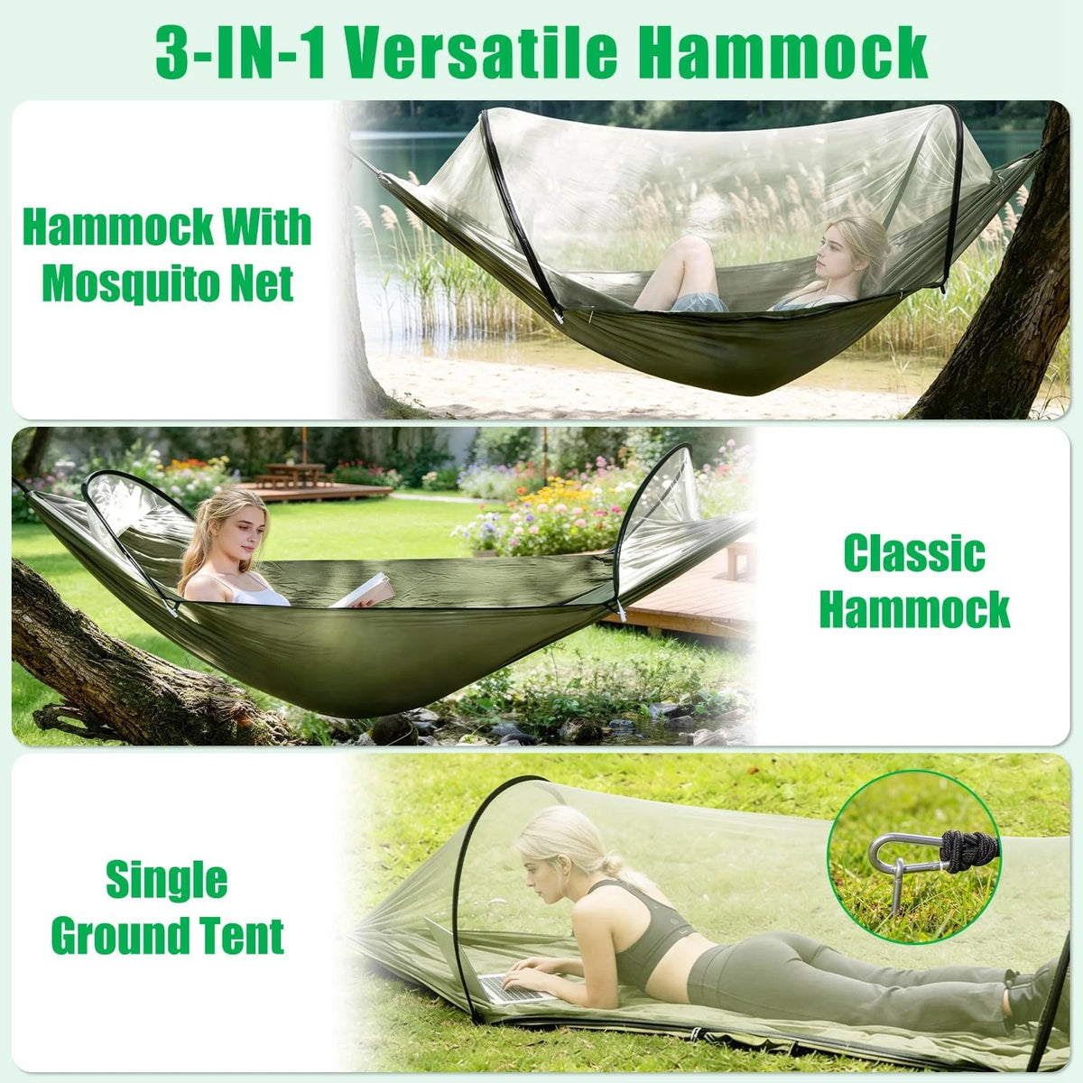 Automatic Quick Open Mosquito Net Hammock for Outdoor Camping