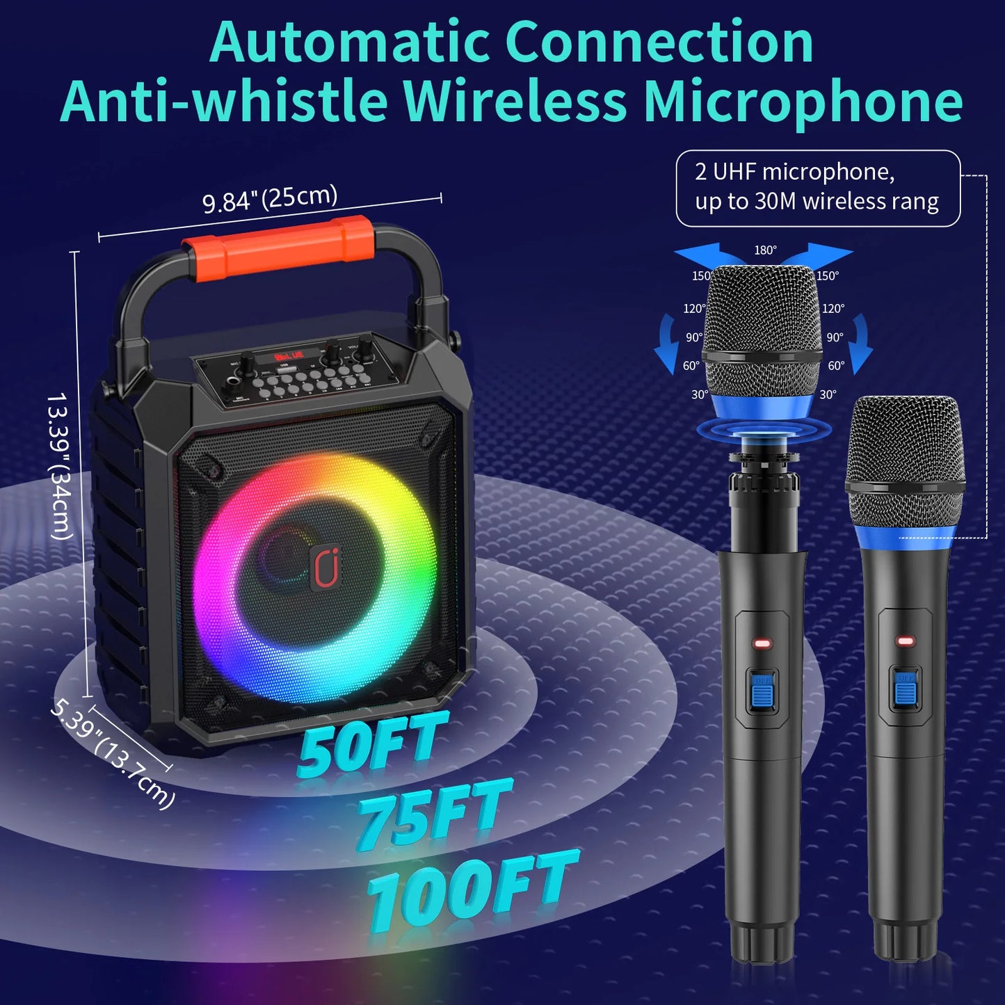 FanFun T17T Wireless Bluetooth Karaoke Speaker With Two Microphones