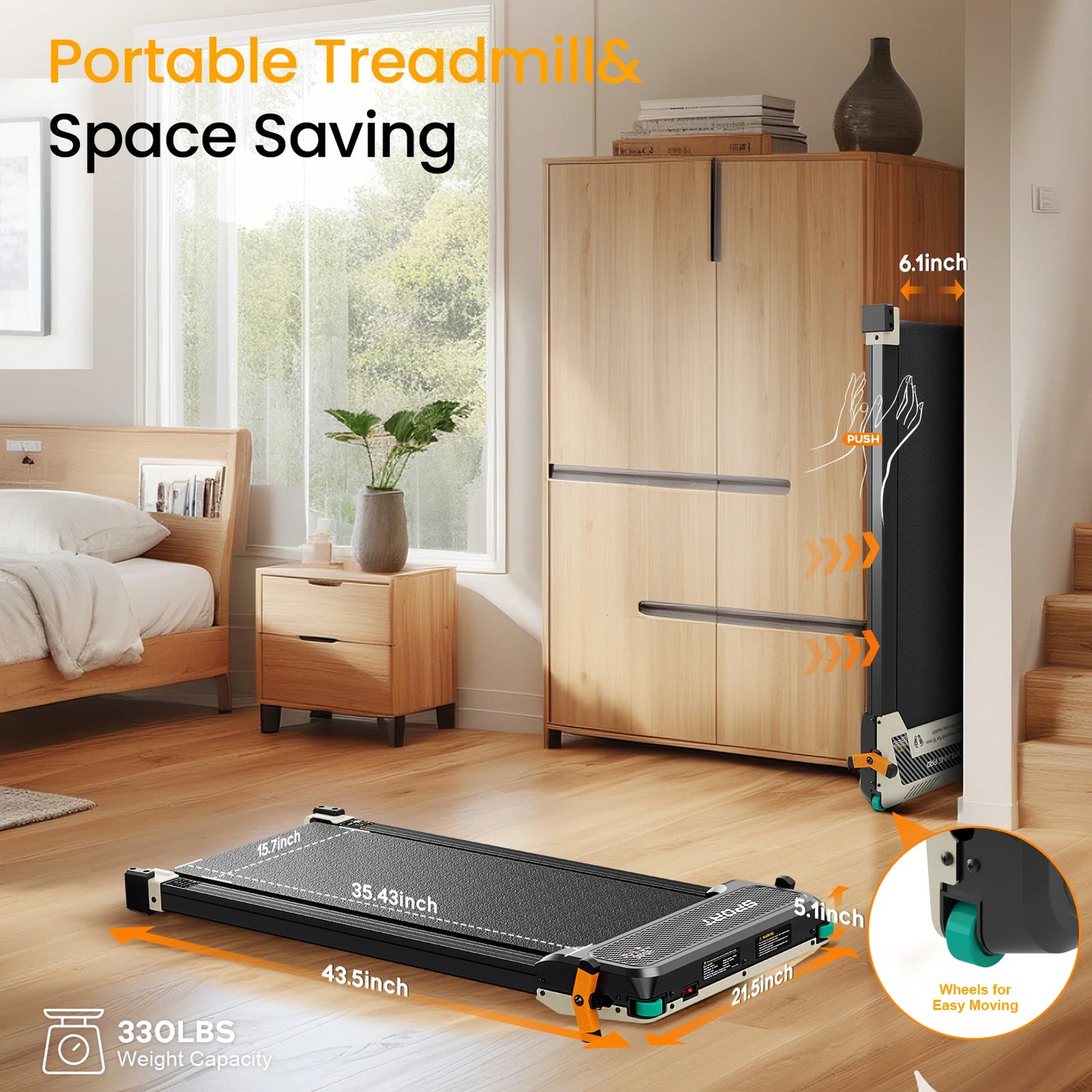 Akluer Motorized Walking Pad With Incline Under Desk Treadmill
