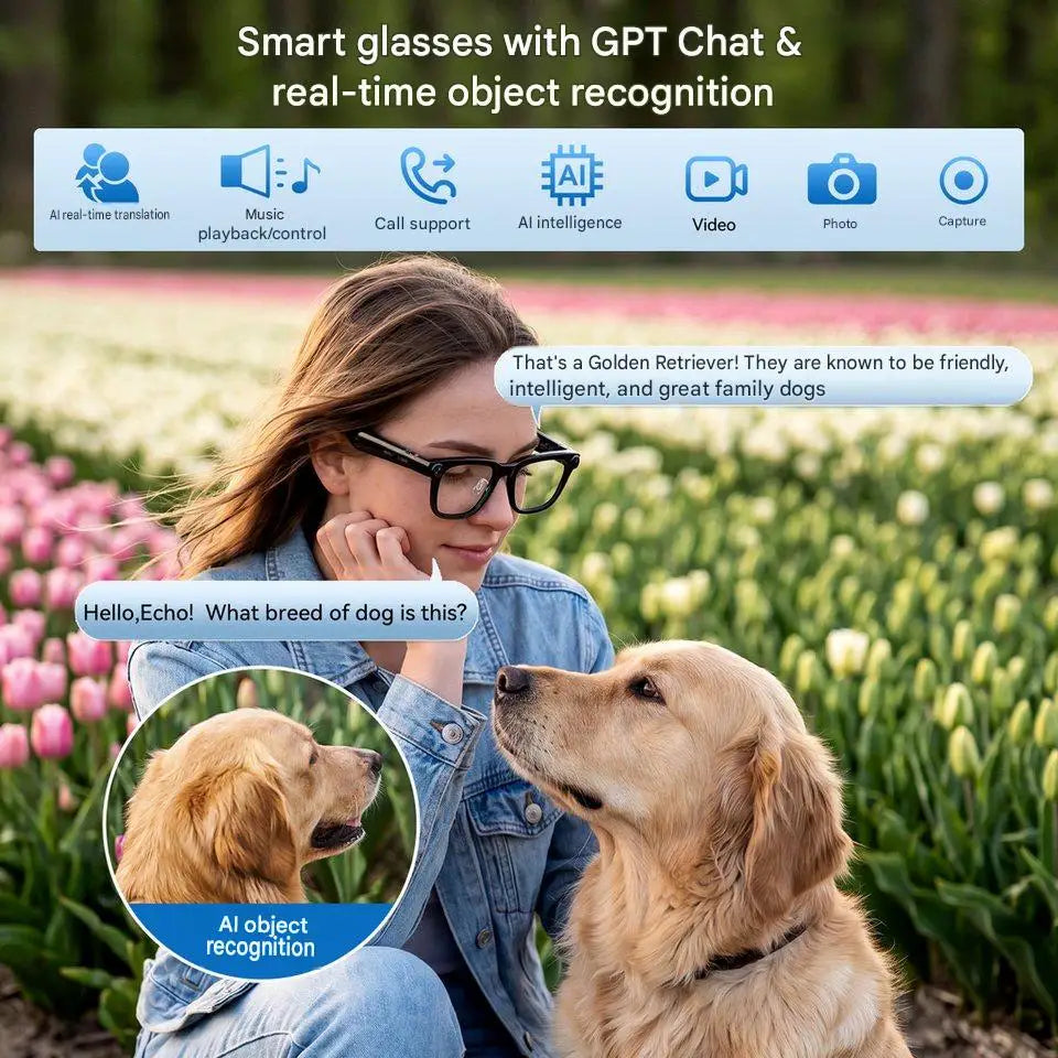 AI Smart Glasses With ChatGPT Translation Camera And Voice Assistant