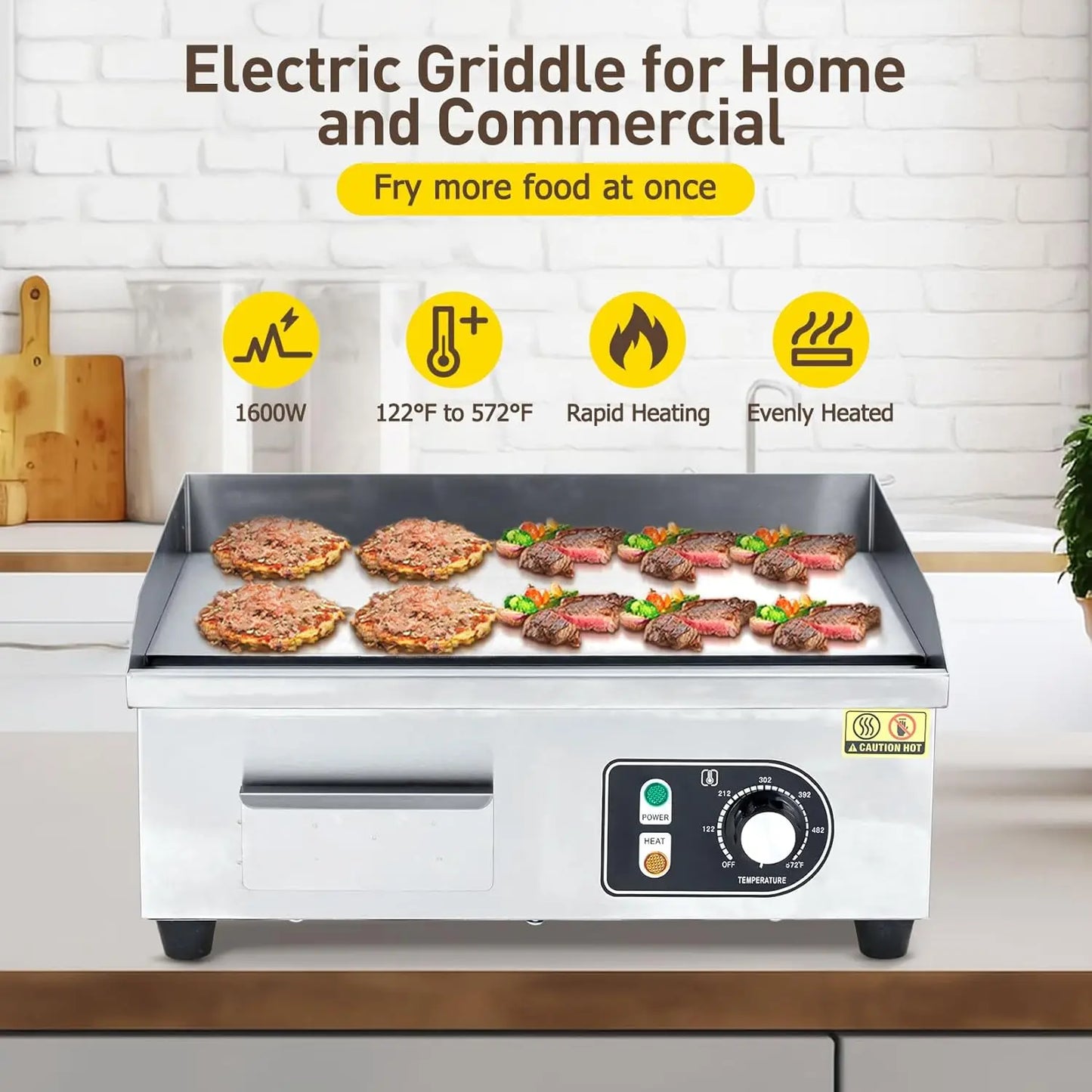 HiMISS Electric Griddle With Adjustable Temperature 122 to 572F