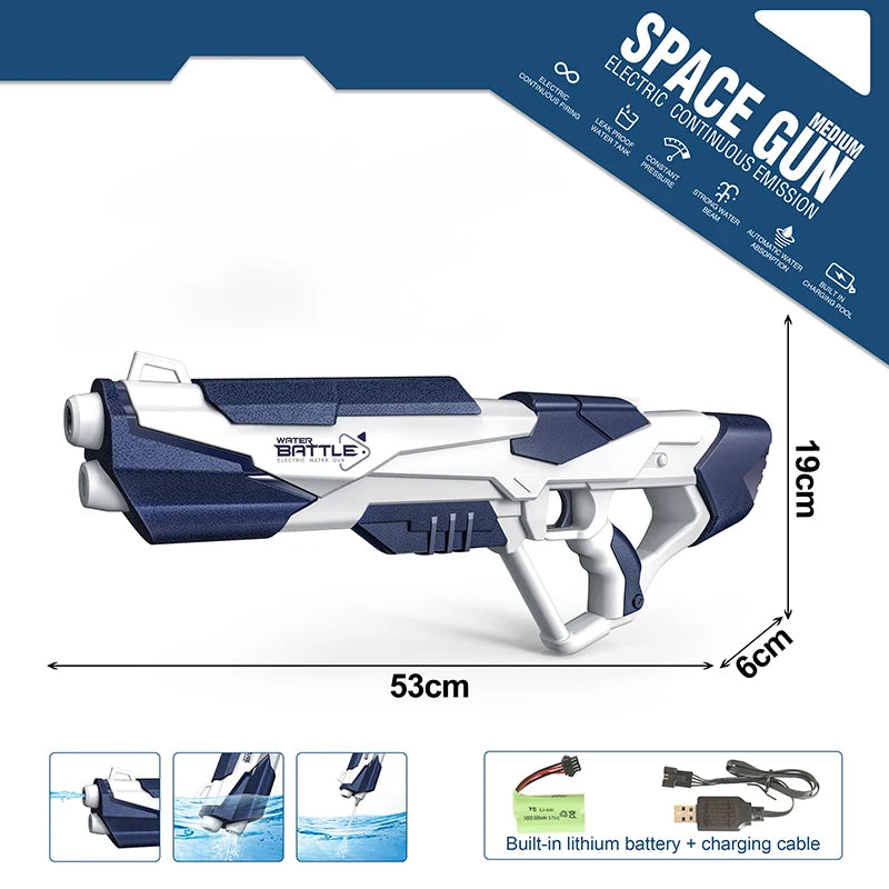 Kmoist Electric Water Gun Fully Automatic Rechargeable High Speed Space Theme Toy For Kids 6 To 14