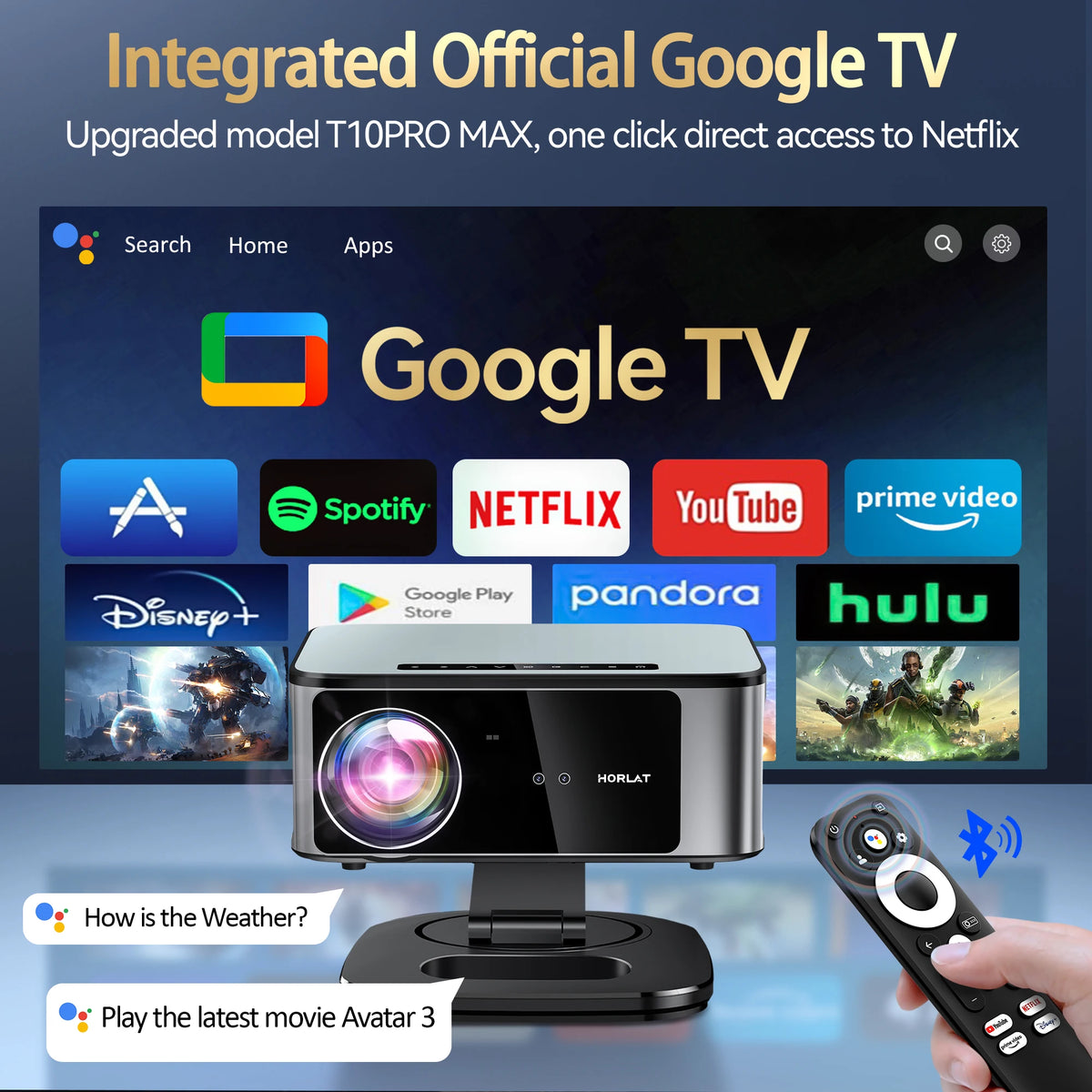 HORLAT 4K Android WiFi Smart Home Theater Projector