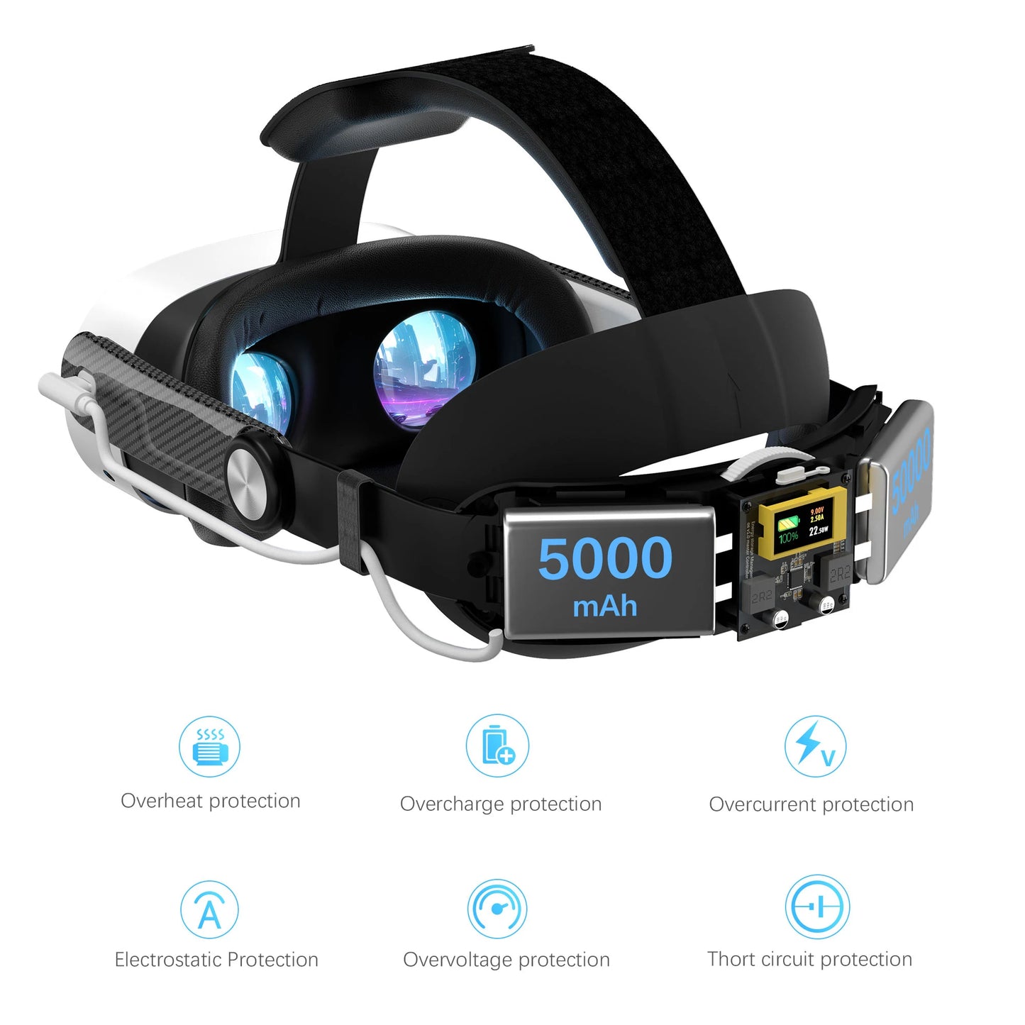 Wolmtt 10000mAh Battery Head Strap For Meta Quest 3S