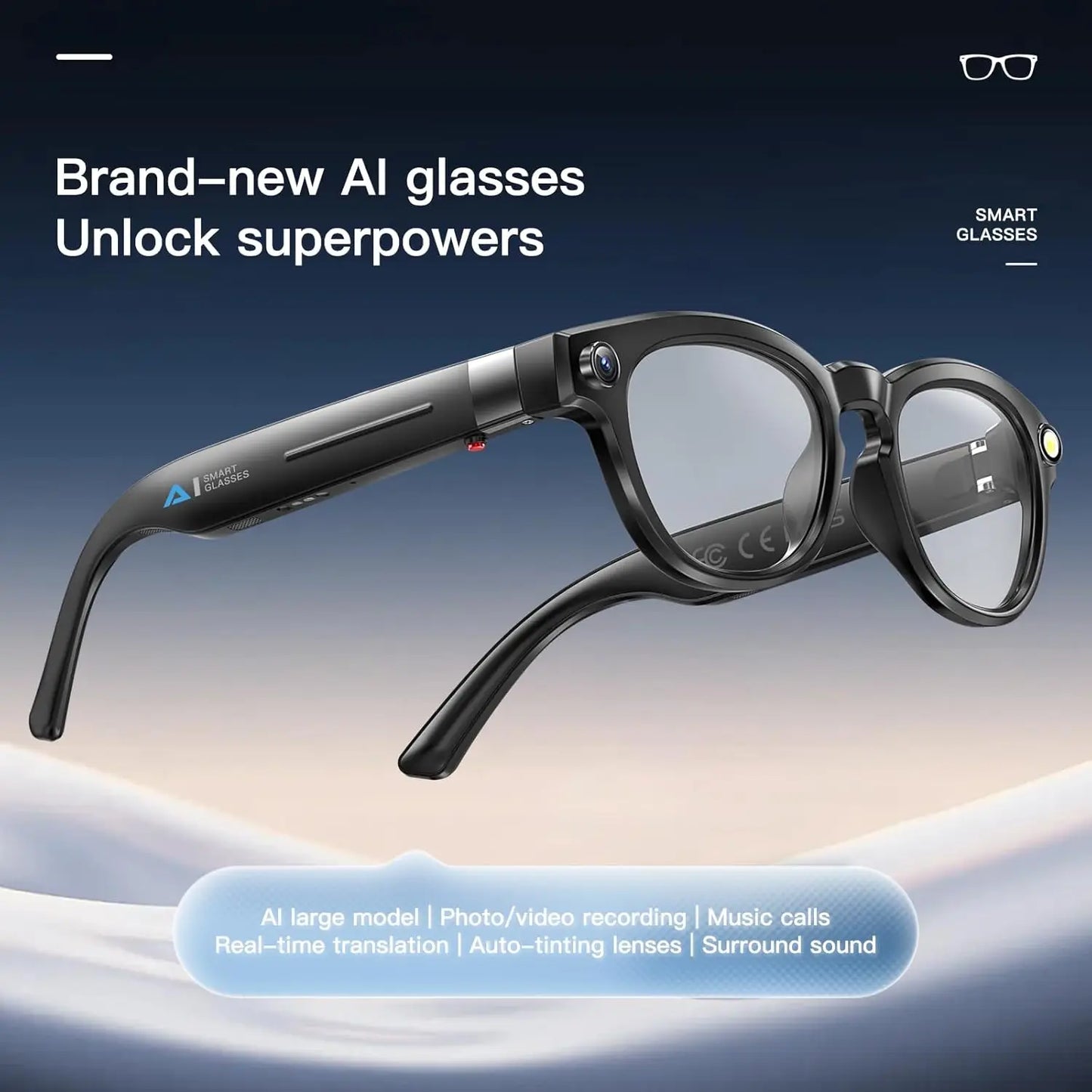 AI Smart Glasses With 8MP Camera ChatGPT Assistant Translation