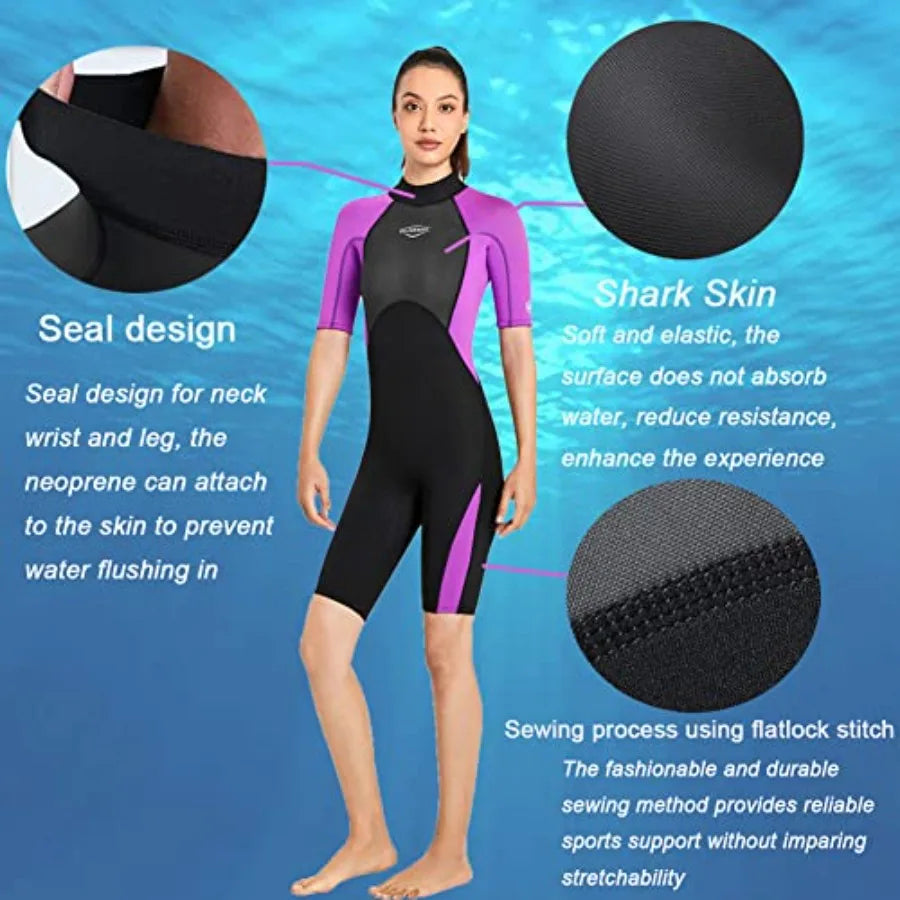 Unisex 2mm Neoprene Shorty Wetsuit For Diving Surfing Snorkeling Kayaking Thermal Protection