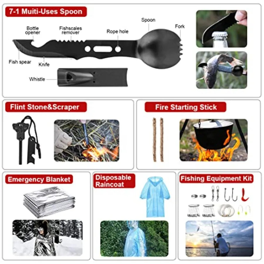 Survival Kit 251 Pcs First Aid Gear With MOLLE Bag