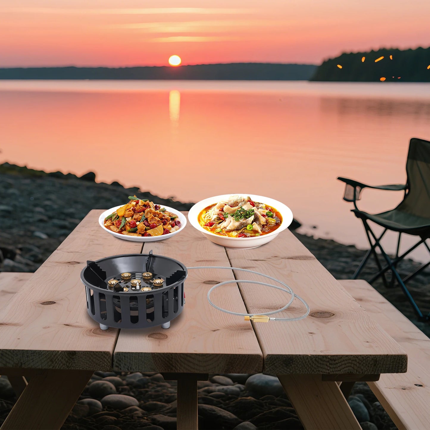 Portable Windproof Gas Stove 72000BTU Cooker With Ignition For Outdoors
