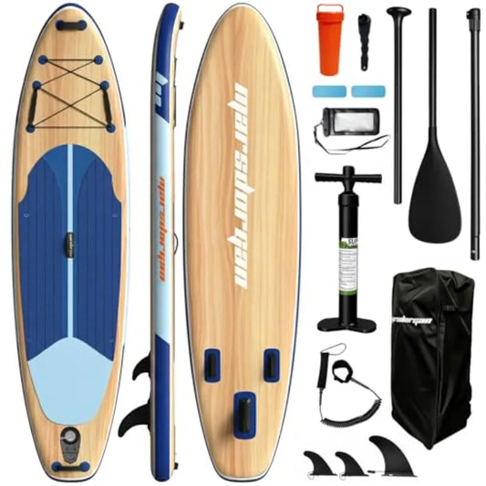 Inflatable Paddle Board For Family Fun Extra Wide Ultra Stable 2 To 3 People With Non Slip PVC Deck