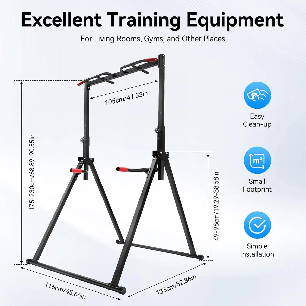 Foldable Power Tower Dip Station With Adjustable Pull Up Bar