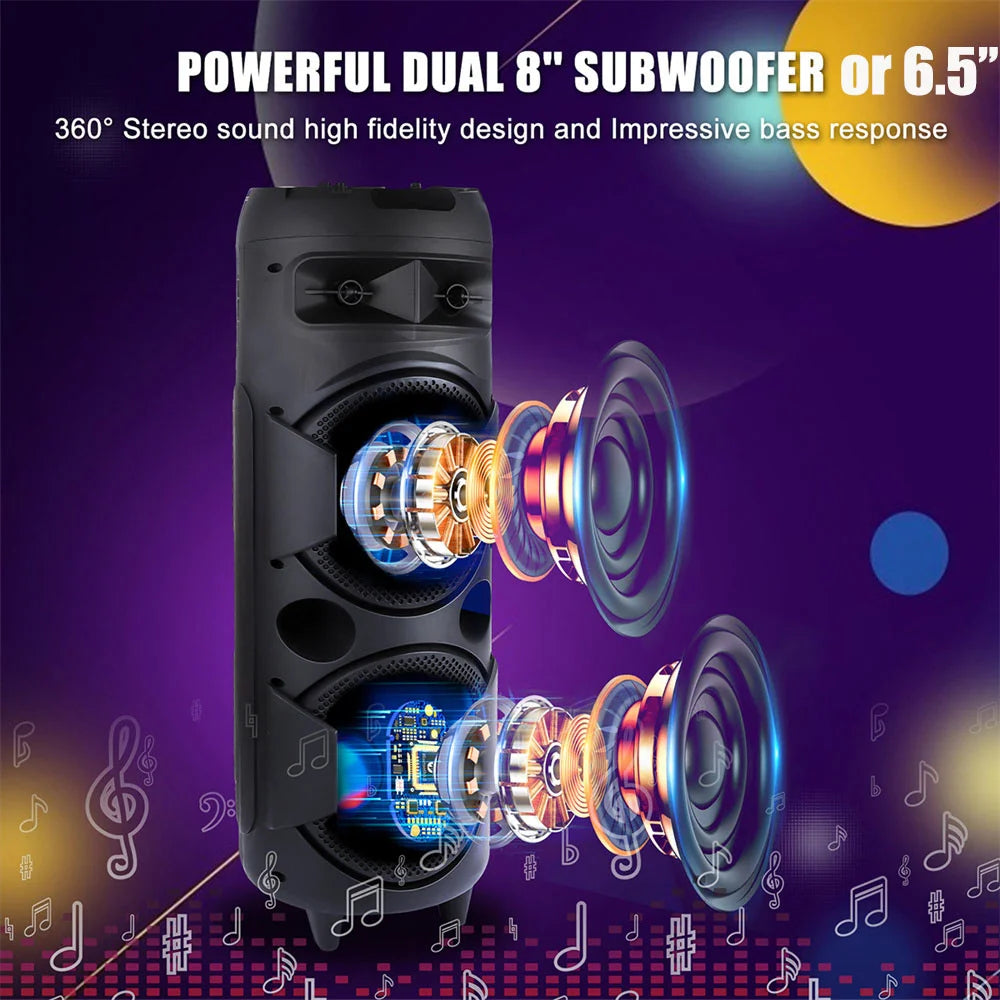 CURUK 6000W Portable Bluetooth Speaker Subwoofer RGB Light