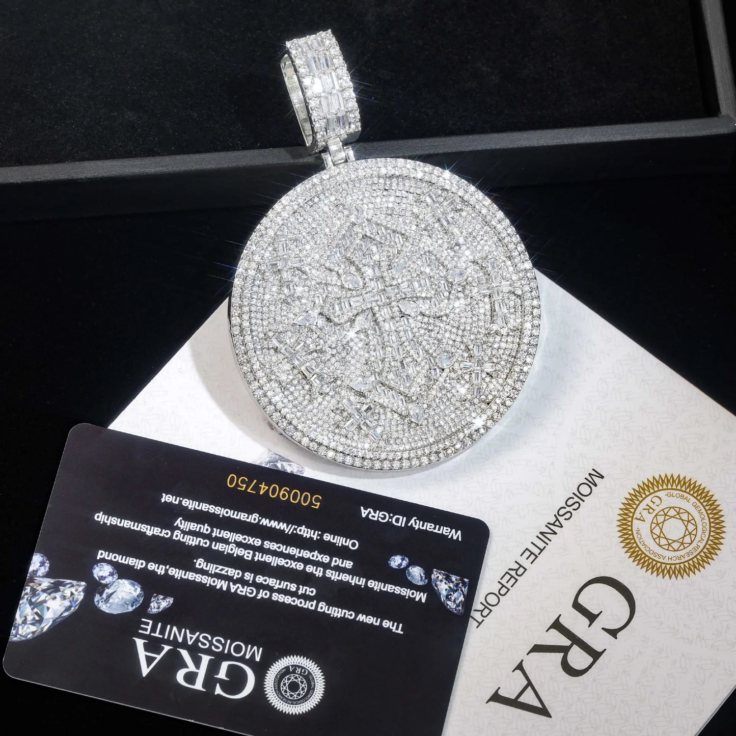 Lyee Cyee Premium Zircon Disc Cross Pendant Necklace